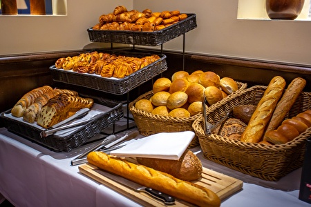 buffet with a choice of different types of bread